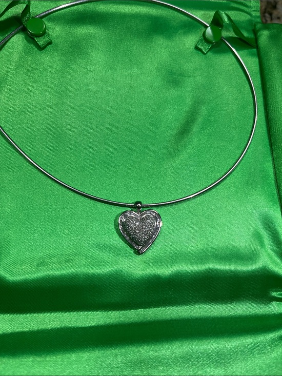 jcpenney Jewelry - Diamond and Sterling Heart Pendant Choker Necklace - Sparkling Pavé Accent